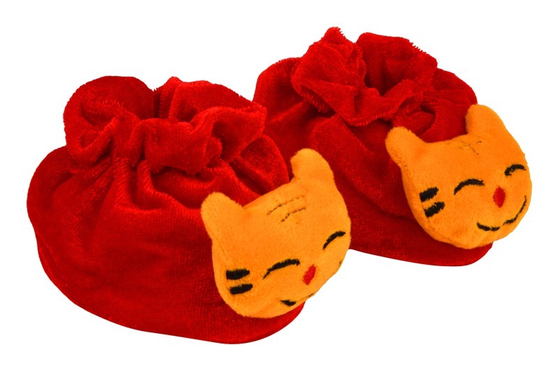 Soft Velvet Booties - 9 Cm Toe To Heel Length Multi-colored Stylish And Comfortable Cotton Booties For 0-12 Month Old Babies