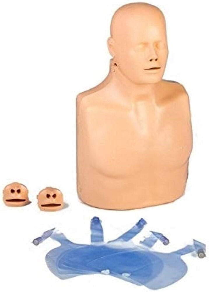 Advanced Practi Man Cpr Training Manikin - Pvc, Lightweight Design, Ivory Color | Realistic Chest Feedback, Dual-function For Adult & Child Cpr, Portable With Carry Bag & Mat