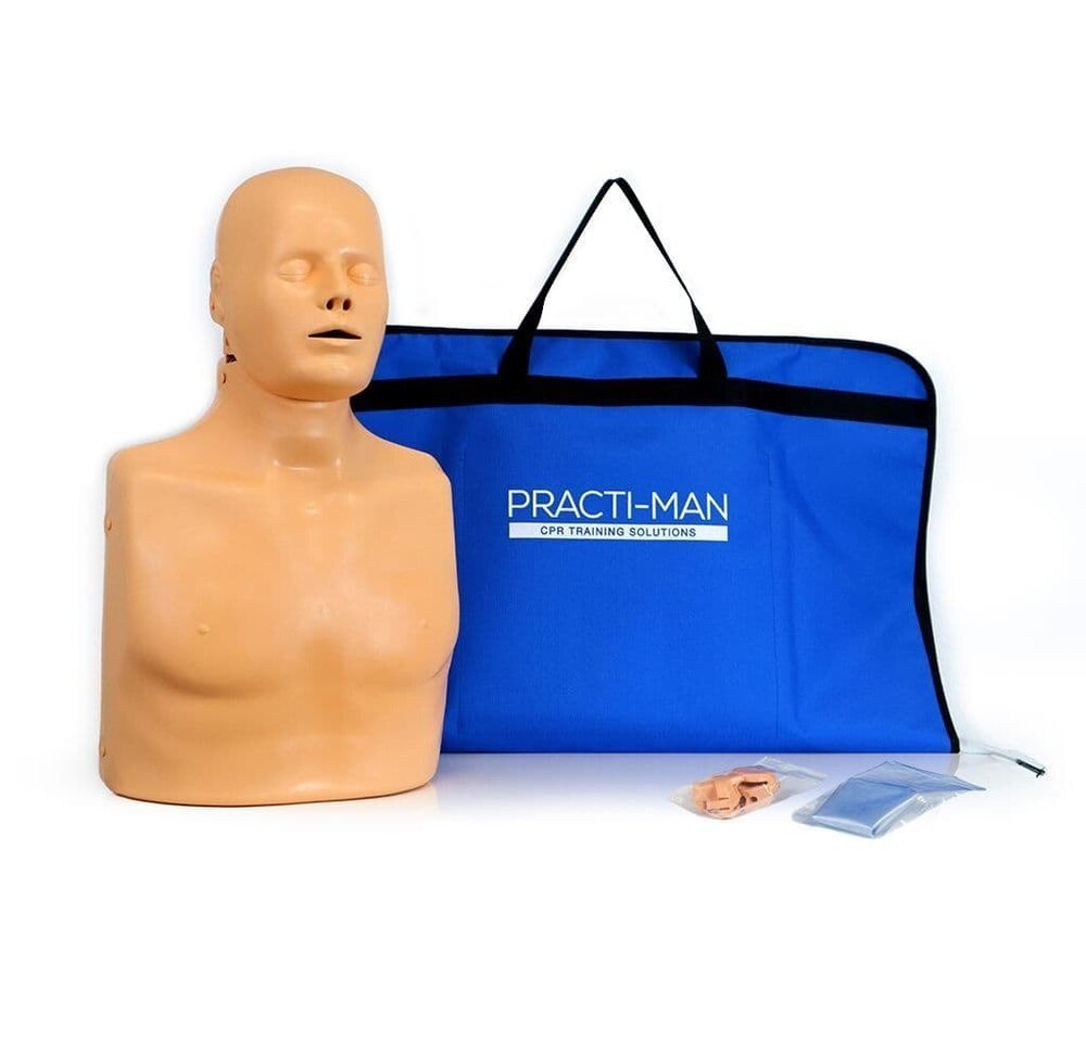 Advanced Practi Man Cpr Training Manikin - Pvc, Lightweight Design, Ivory Color | Realistic Chest Feedback, Dual-function For Adult & Child Cpr, Portable With Carry Bag & Mat