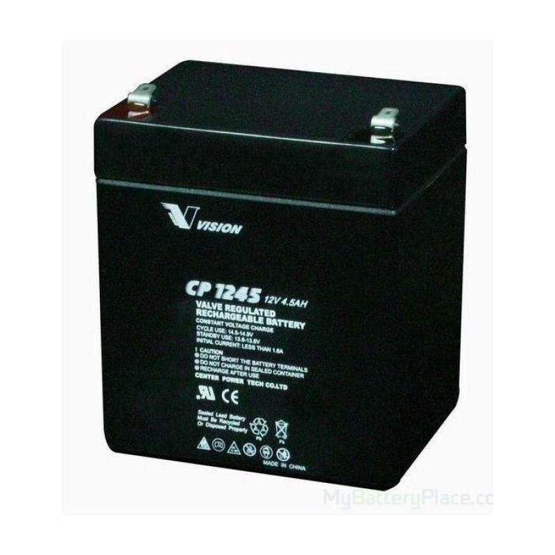 Vision 12V, 4.5AH Sealed Lead Acid Battery, CP-1245