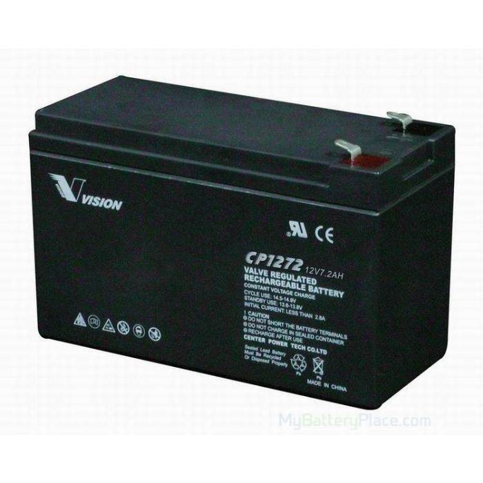 Vision 12V, 7.2AH Sealed Lead Acid Battery, CP-1272