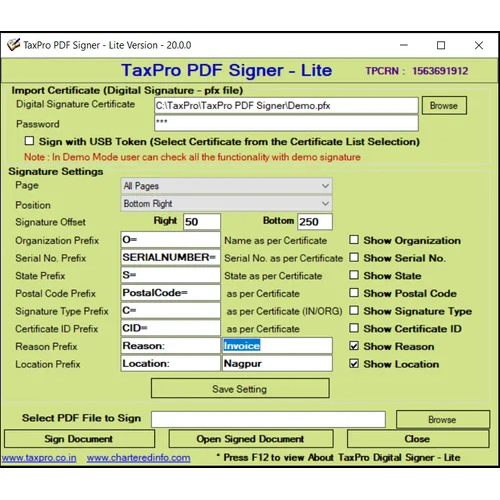 TaxPro Bulk PDF Signer Software