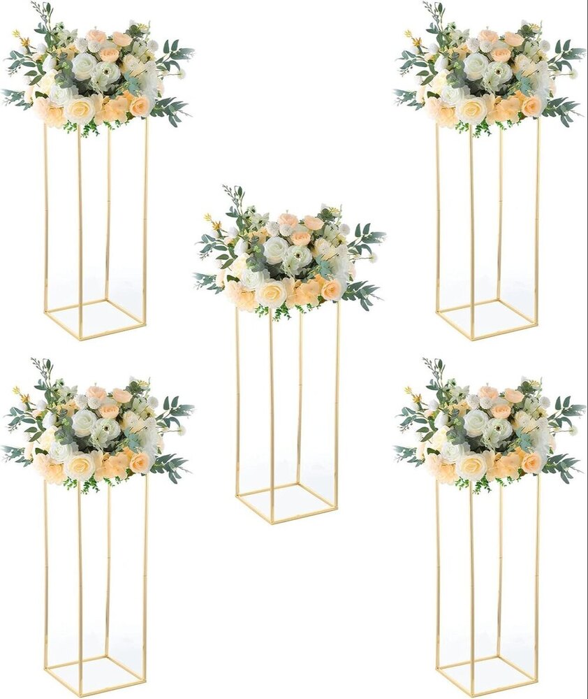 Pack of 5 Gold Wedding Flower Vase Centerpieces,31.5inches Tall Metal Flower Stand