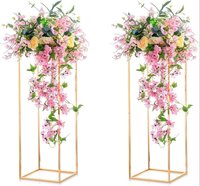 2 Pcs Metal Flower Vase Column Flower Stand Geometric Centerpieces Vase For Tables, 80cm/31.5in - Application: Decoration