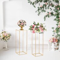 2 Pcs Metal Flower Vase Column Flower Stand Geometric Centerpieces Vase for Tables, 80cm/31.5in