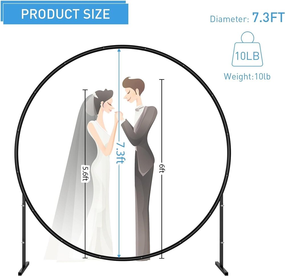 7.3FT Round Backdrop Stand,Metal Circle Backdrop Stand,Wedding Arch Frame for Anniversary,