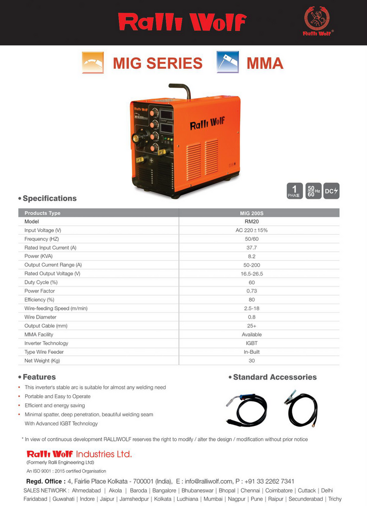 Ralli Wolf Welding Machine Mig Series (Rm20) - Feature: High Performance