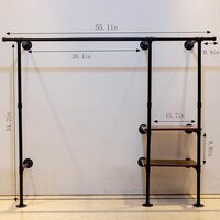 Industrial Pipe Clothing Rack with 2 Shelf Storage Planks,