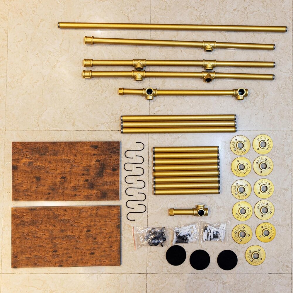 Industrial Pipe Clothing Rack With 2 Shelf Storage Planks,