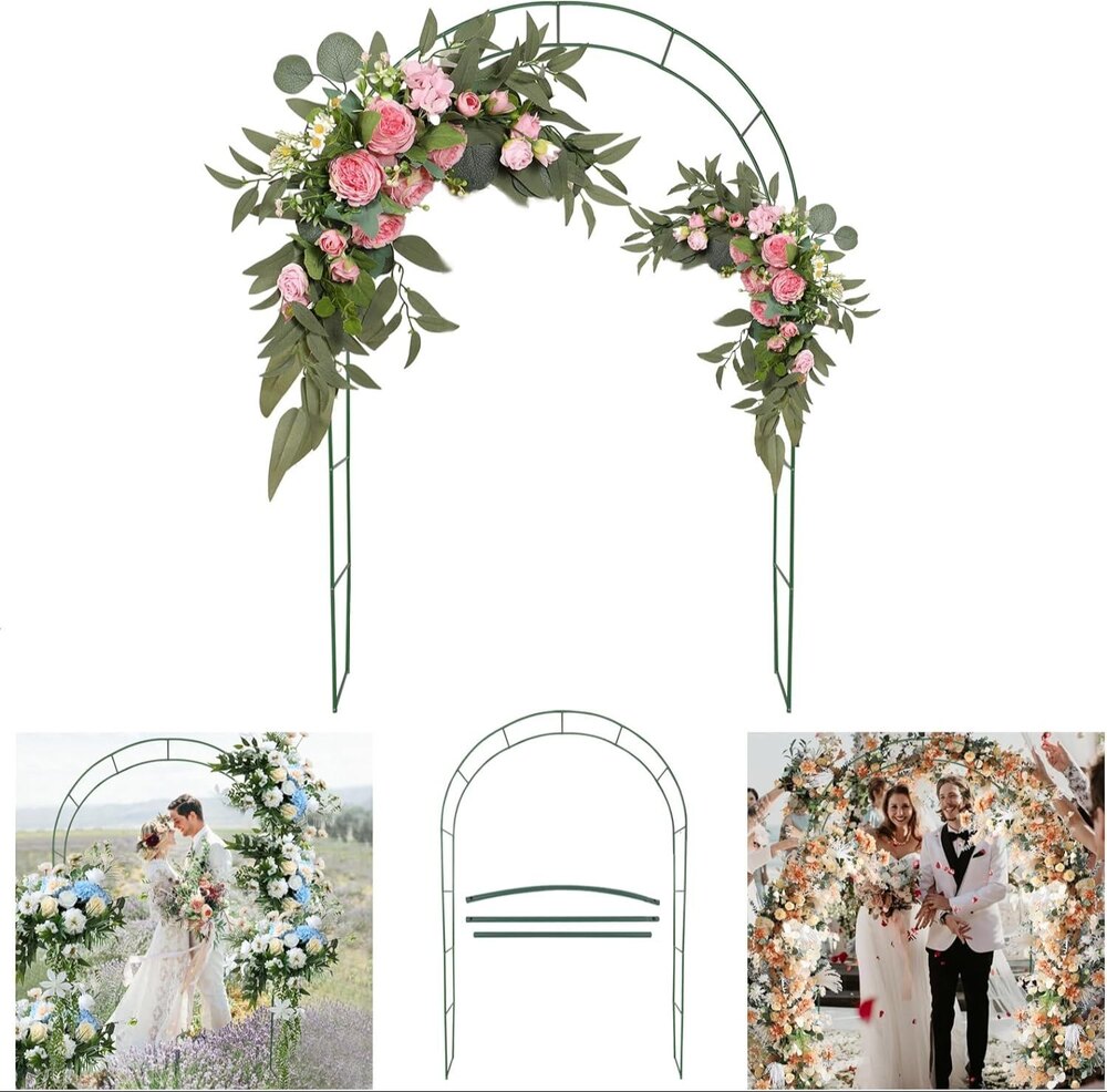 7.8ft Backdrop Stand - Balloon Arch Kit, Stable Balloon Arch Frame, Metal Wedding Arch Green