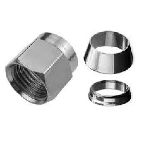 Single Ferrule Fittings - Stainless Steel, 1/4", 1/8", 1" Sizes, Silver Color | Polished Surface, Available in SS 304L, SS 304, SS 316L, SS 316