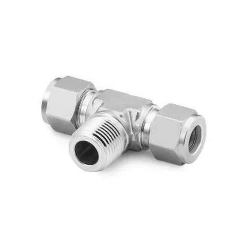 SS Male Branch Tee - Stainless Steel, 1/2", 1/4", 1/8", 1" in., Silver Color | Threaded Design, Powder Coated for Added Protection