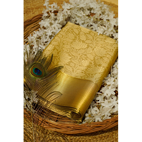 Handwoven Neeta Ambani Banarsi Tissue Silk Saree With White And Gold Zari Work