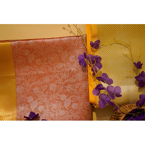 Handwoven Banarsi Embroidery Tissue Silk Saree With Gold Zari Work