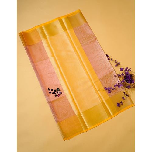 Handwoven Banarsi Embroidery Tissue Silk Saree With Gold Zari Work