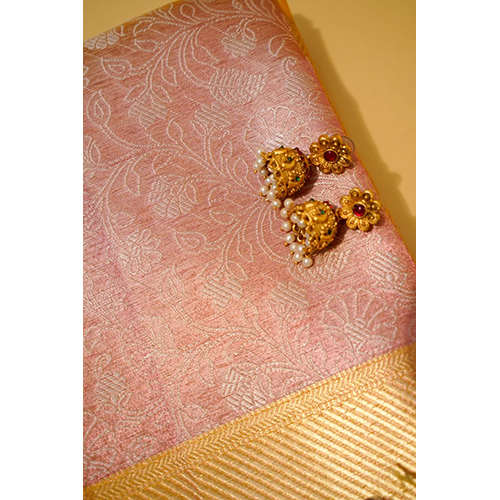 Handwoven Banarsi Embroidery Tissue Silk Saree With Gold Zari Work