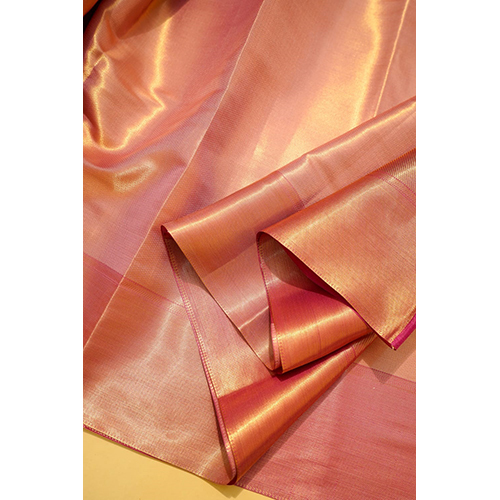 Handwoven Kanjivaram Banarsi Tissue Silk Saree With Rose Gold Zari Work - Color: Different Available