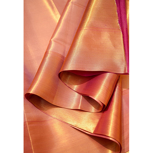 Handwoven Kanjivaram Banarsi Tissue Silk Saree With Rose Gold Zari Work - Color: Different Available