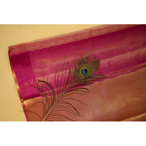 Handwoven Kanjivaram Banarsi Tissue Silk Saree With Rose Gold Zari Work - Color: Different Available