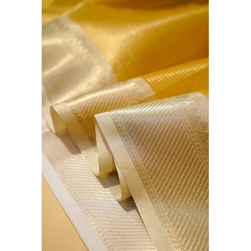 Handwoven Kanjivaram Banarsi Tissue Silk Saree With Gold Zari Work
