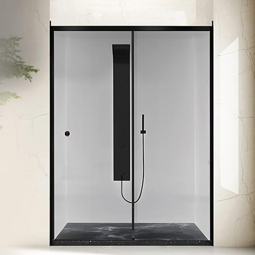 Black Shower Enclosure - Glass Type: Solid Glass