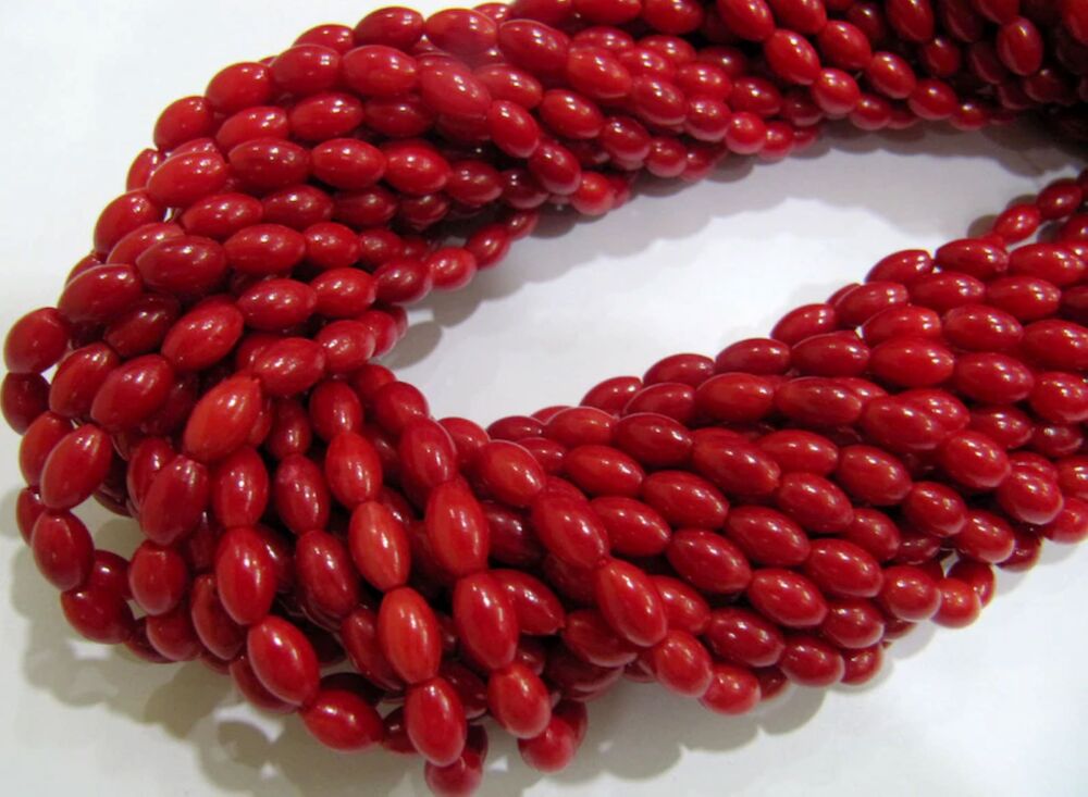 Beautiful Red Coral Barrel Drum Shape 5x8mm Beads