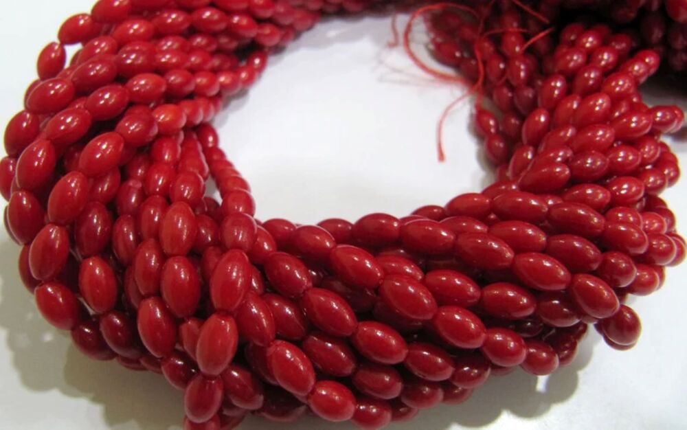 Beautiful Red Coral Barrel Drum Shape 5x8mm Beads