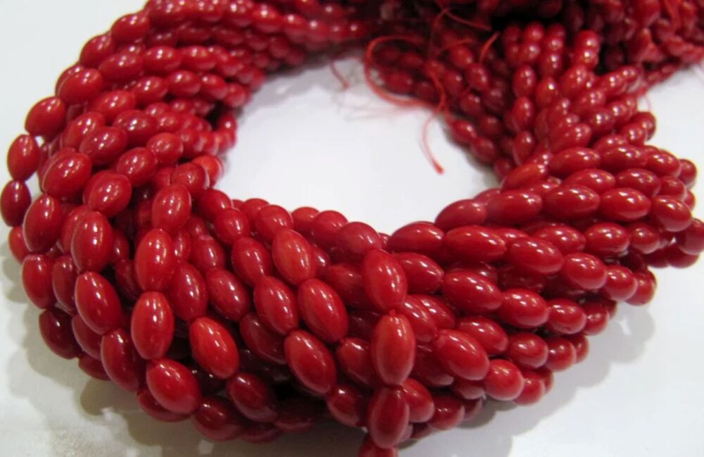 Beautiful Red Coral Barrel Drum Shape 5x8mm Beads
