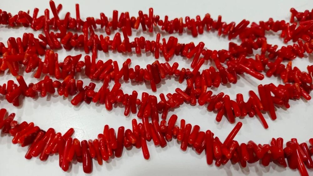 Natural Red Coral Stick Shape 10 to 15 mm Beads