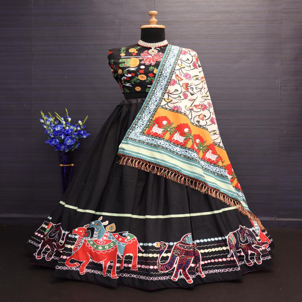 Digital Print Muslin Cotton Lehenga Choli