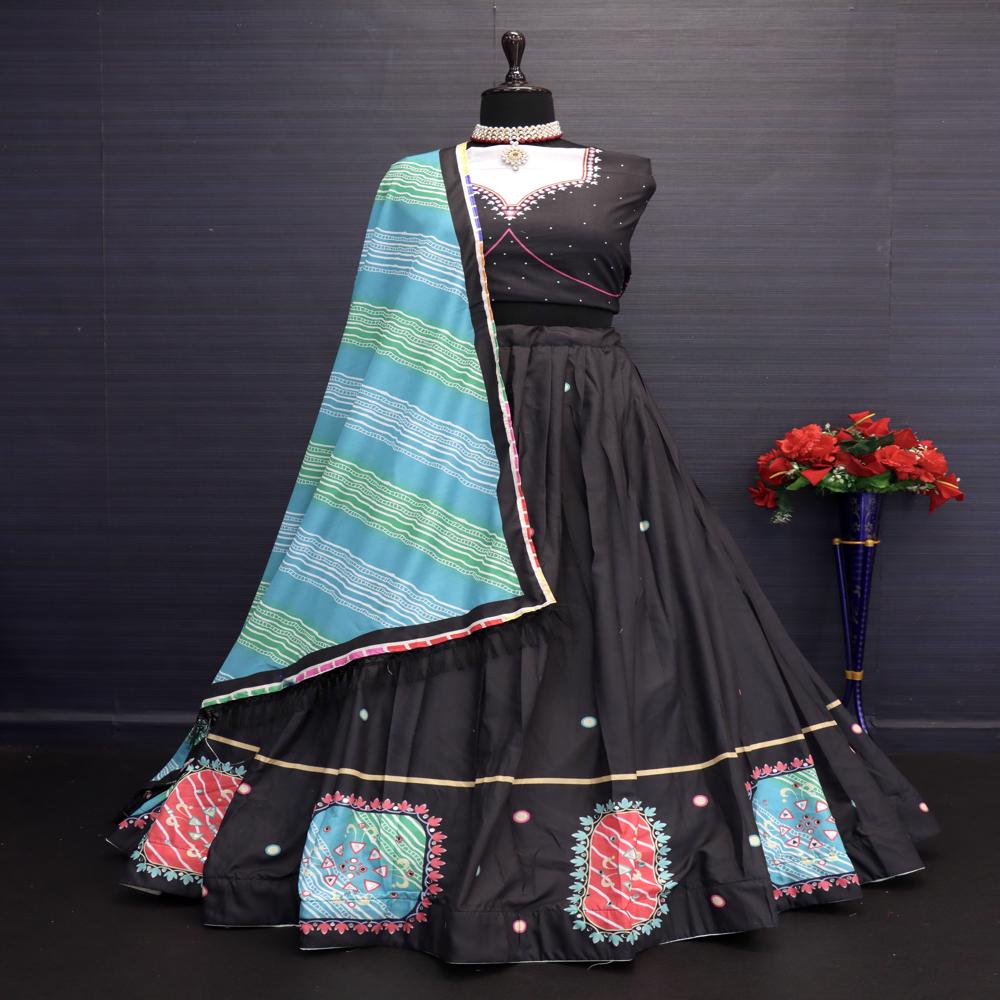 Digital Print Muslin Cotton Lehenga Choli