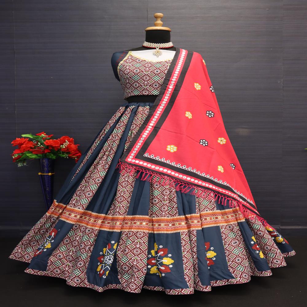 Digital Print Muslin Cotton Lehenga Choli