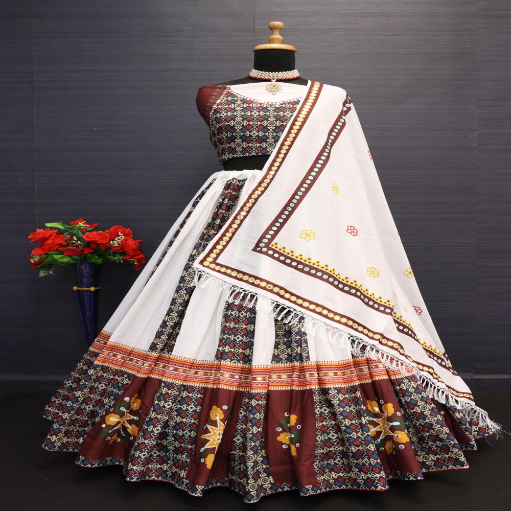 Digital Print Muslin Cotton Lehenga Choli