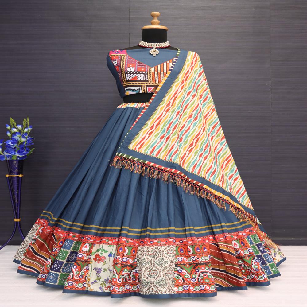 Digital Print Muslin Cotton Lehenga Choli