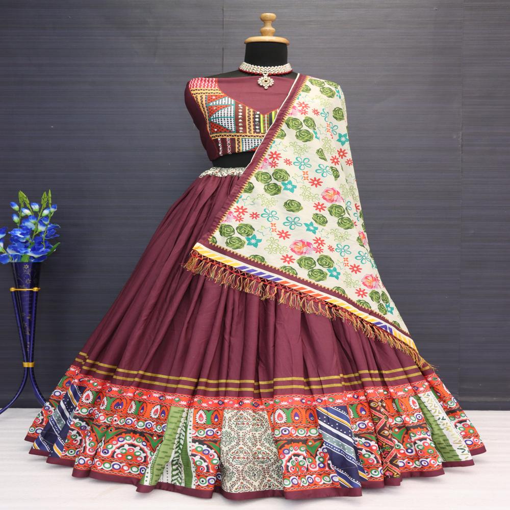 Digital Print Muslin Cotton Lehenga Choli