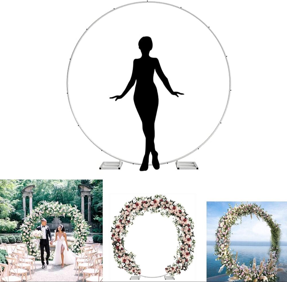 6.5FT Tall X 6.5FT Wide Metal Ring Arch for Outdoor Party Backdrop Decoration