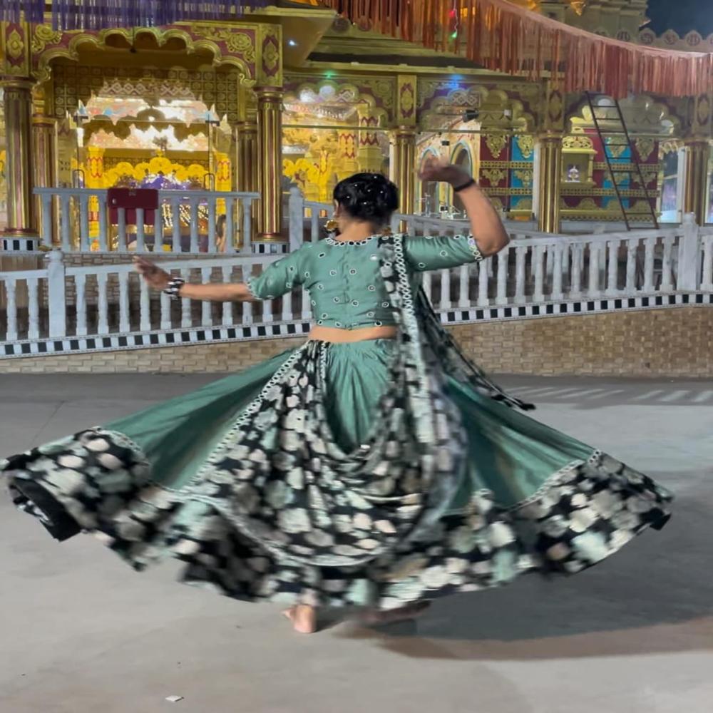 Digital Print Muslin Cotton Lehenga Choli - Color: Multi Color