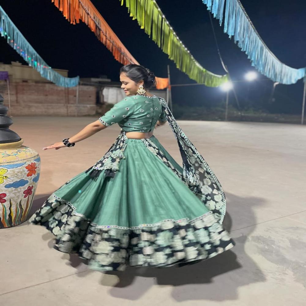 Digital Print Muslin Cotton Lehenga Choli - Color: Multi Color