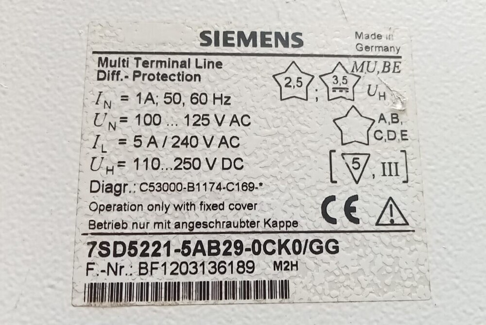 SIEMENS 7SD5221-5AB29-0CK0/GG (DISPLAY DAMAGE) MULTI TERMINAL LINE PROTECTION