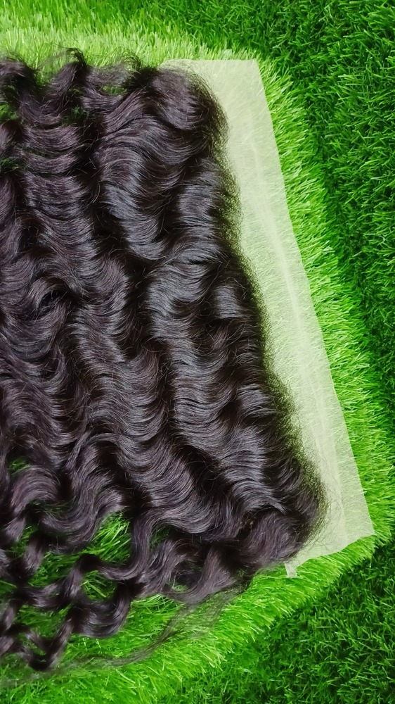 Indian Virgin Raw Hair - Curly Frontal, 100g Natural Black | Unprocessed, Silky Smooth, Long-lasting For Wigs And Extensions