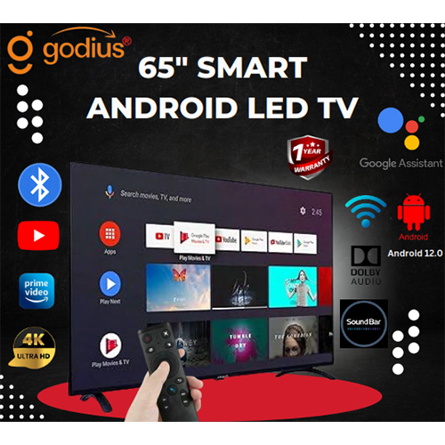 65 Inch Smart Android LED TV - Plastic Build, 50 Hz Refresh Rate | 220 Volt, HDMI Connectivity, Warranty Included