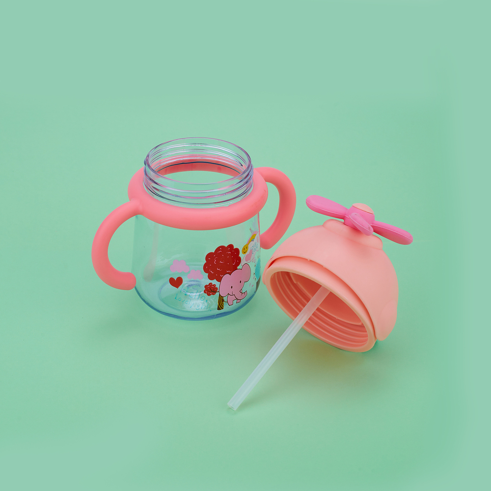 Cherrybox Kids Shipper Water Bottle - Plastic, Round Shape, Narrow Flip Top Lid | Perfect For Hydration, Durable And Lightweight Design