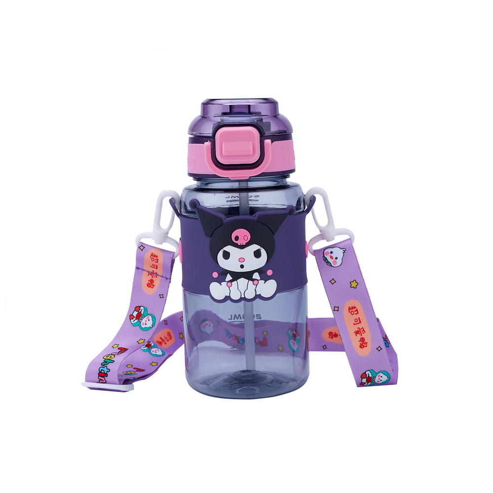 Cherrybox Cartoon Design Sipper Water Bottle - Plastic, 500ml Capacity, Multicolor | Lock Cap For Kids