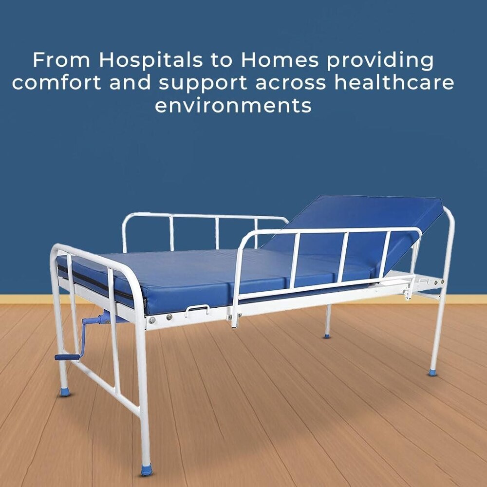 Semi Fowler Hospital Bed With Metal Railings (Standard With Mattress) - Color: White