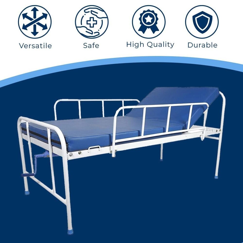 Semi Fowler Hospital Bed With Metal Railings (Standard With Mattress) - Color: White