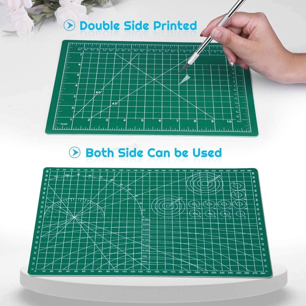 A4 Cutting Mat - 5-layer Pvc Material | Self-healing Surface, Double-sided With Inch Grids & Angle Markings, Protects Cutter Blade