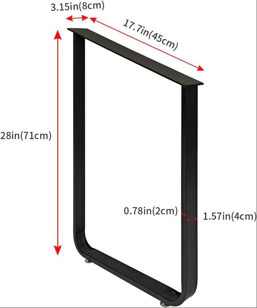 Iron Coffee Table Legs,black Dining Room Table Legs 2pcs(28" Height 18" Wide)