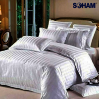 Pr-2009-hotel Duvet Cover -300 Tc 1 Cm Satin Stripe - Color: White