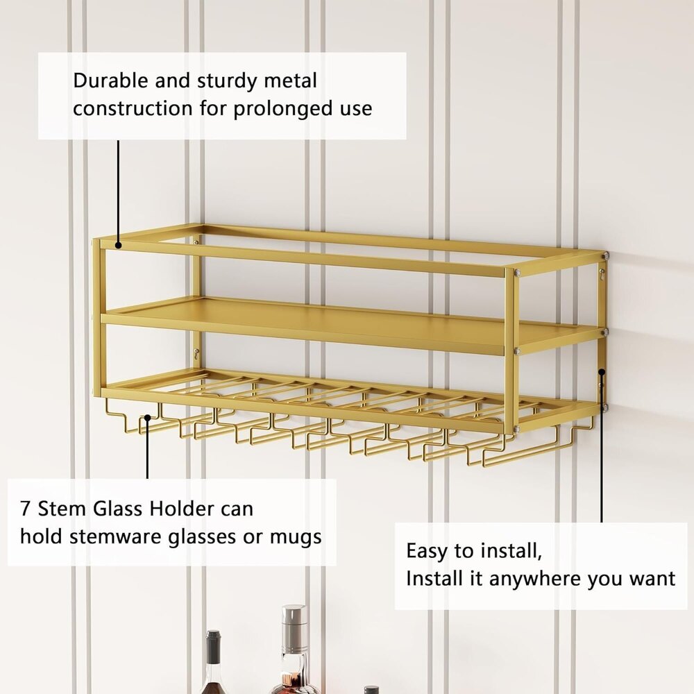 Metal Hanging Wall Bar Shelf Display Storage Rack For Home