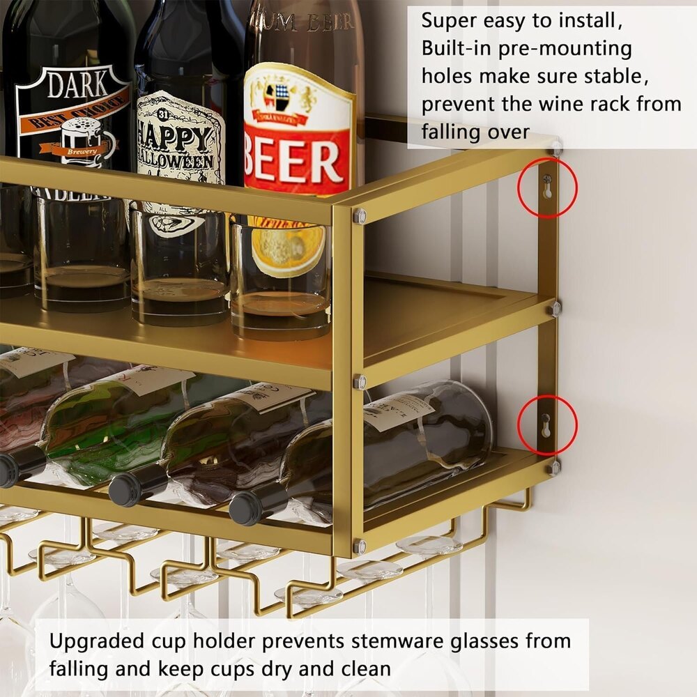 Metal Hanging Wall Bar Shelf Display Storage Rack For Home